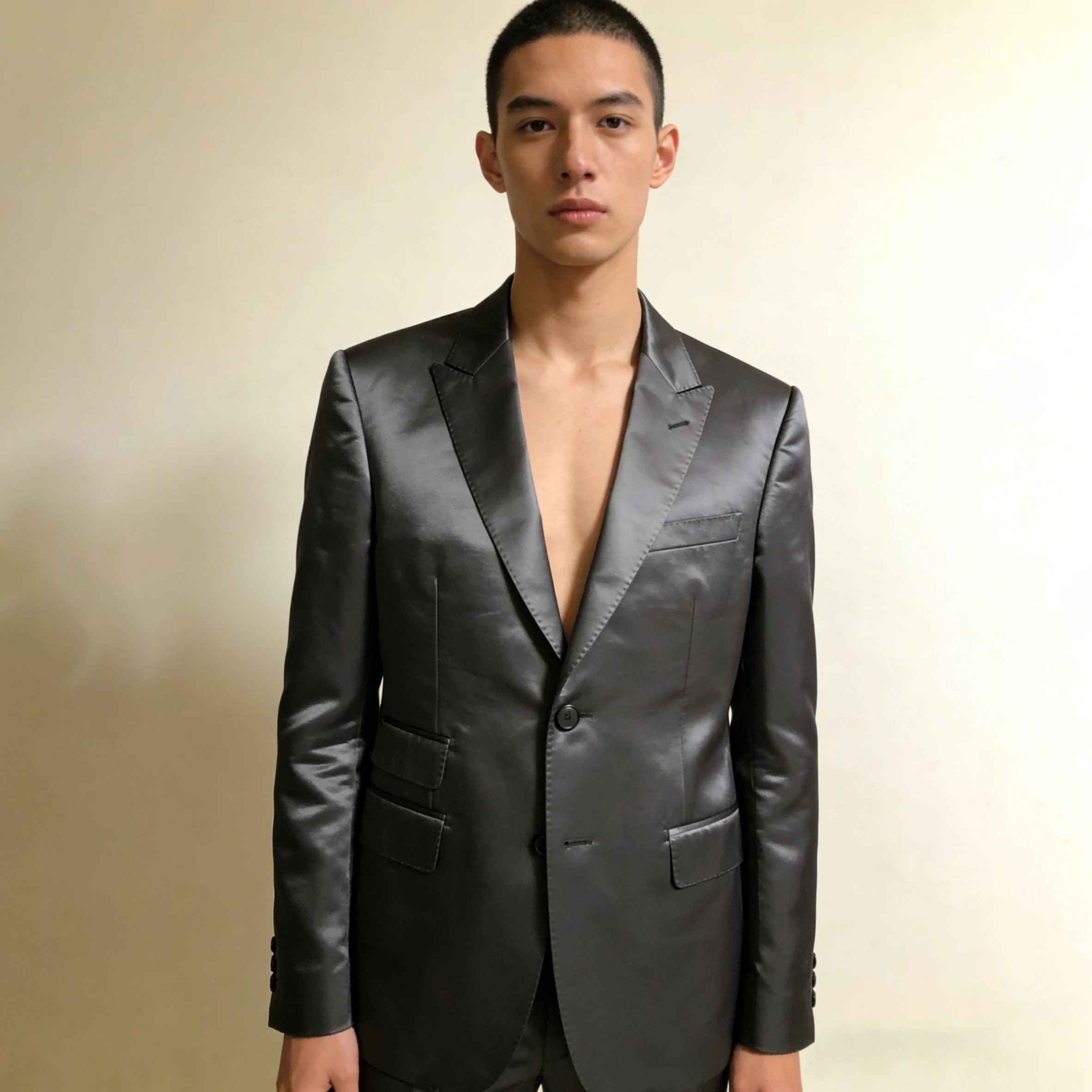 

Luxury Men's Suits 2 Piece Jacket Pants Sets Tailor Made Dark Grey Satin Blazer Formal Business Male Clothing Outfits Costume