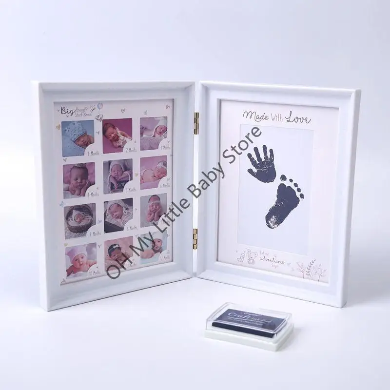 

M76C Creative DIY 0-12 Month and Hand Print Pictures Display Photo Frame Commemorate Kids Growing Memory Gift