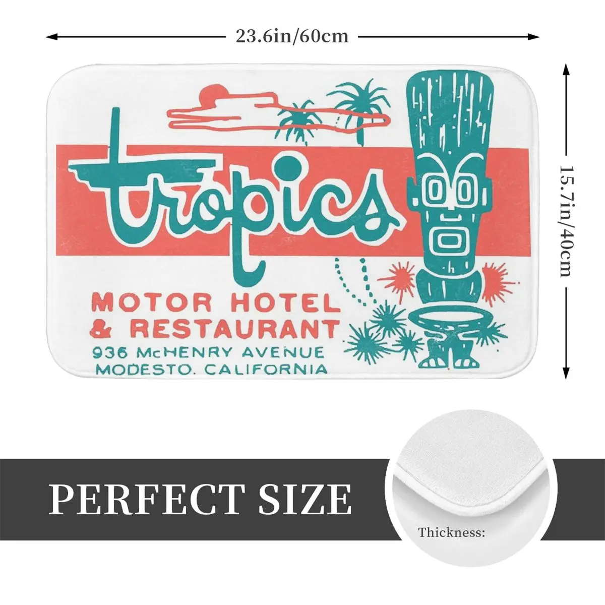 Tropics Motor Hotel 1950s Retro Matchbook Ar Non-slip Doormat Floor Mat Carpet Rug for Kitchen Entrance Home Balcony Footpad Mat