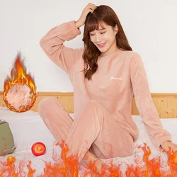 Homewear Coral Velvet Pyjamas Autumn and Winter Warm Thickened Pajamas Home Maternity Monthly Warm Clothes Pajamas Homewear