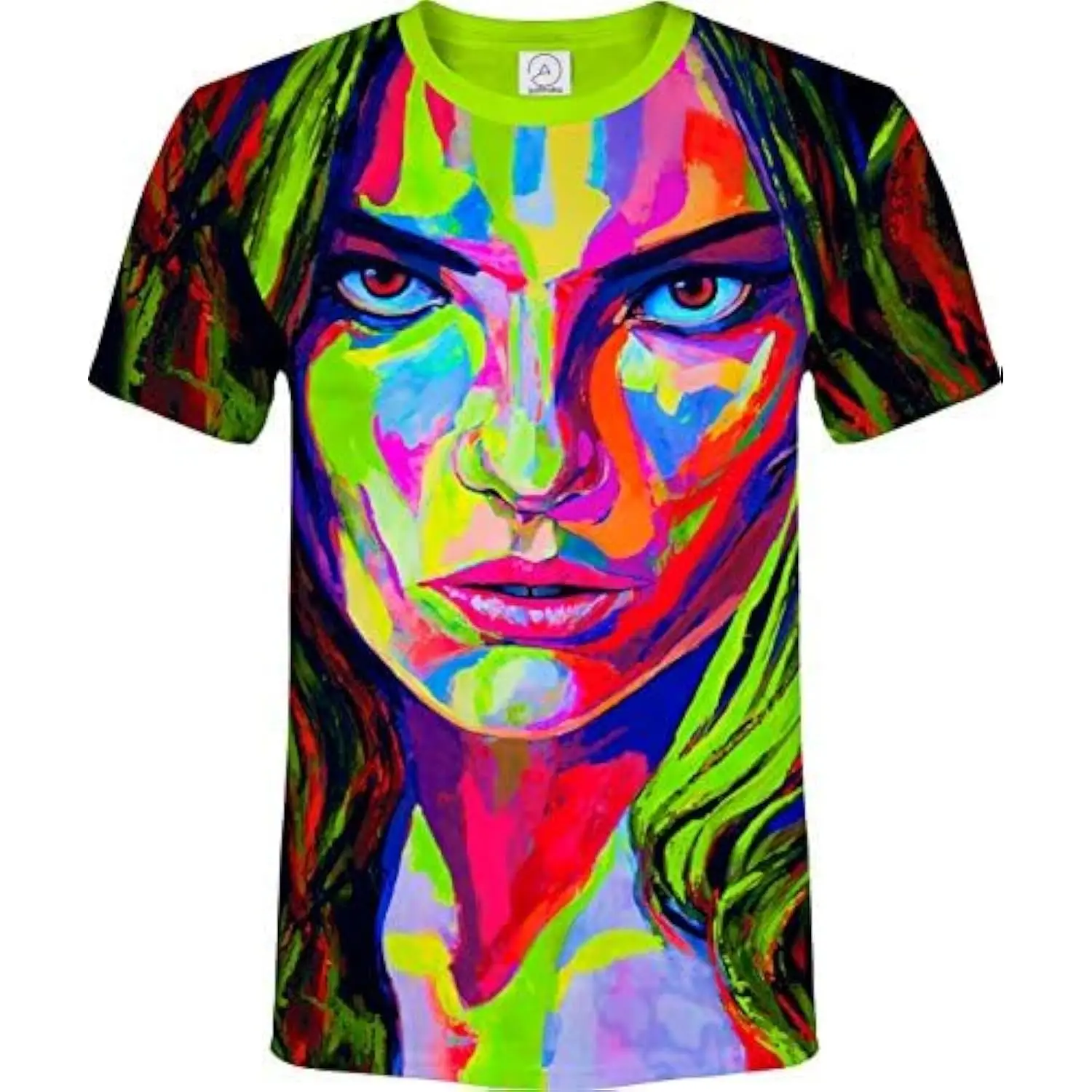 

Ultraviolet Fluorescent Handmade Art Neon Blacklight Reactive Print T-Shirt Summer Tee Shirt O Neck Classic Clothes Birthday Gif