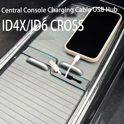 For Volkswagen VW ID.4X ID.6X ID.6 CROZZ Central Console Charging Cable USB Hub Organizer Docking Station Decoration Accessories