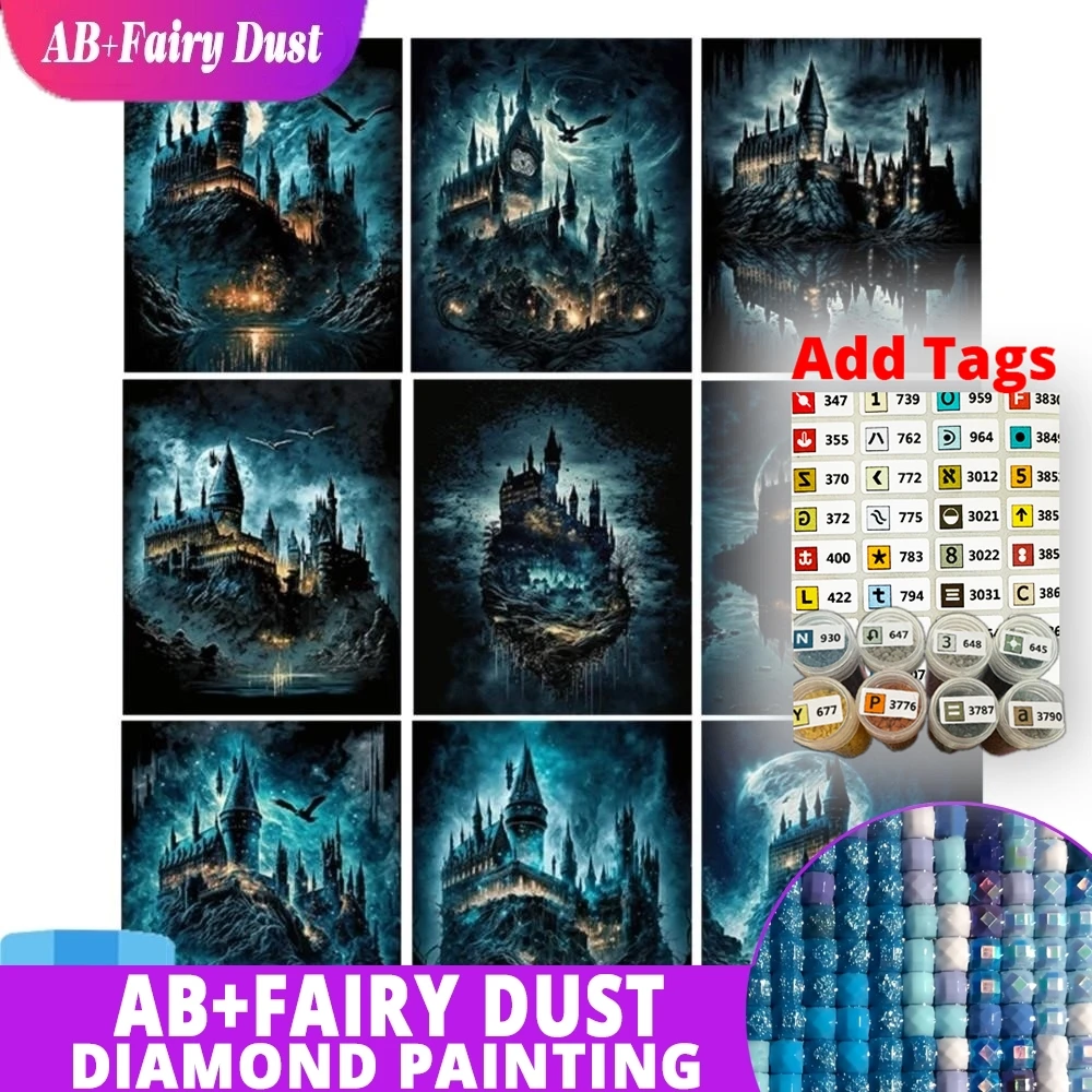 With Symbol Sticker AB Fairy Dust Magic Academy Size Diamond Painting Landscape DIY Set Crafts Gift Home Decor