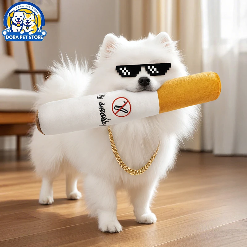 

Creative simulation cigarette doll, dog voice toy, smoking cessation pillow, dog toy, pet plush toy