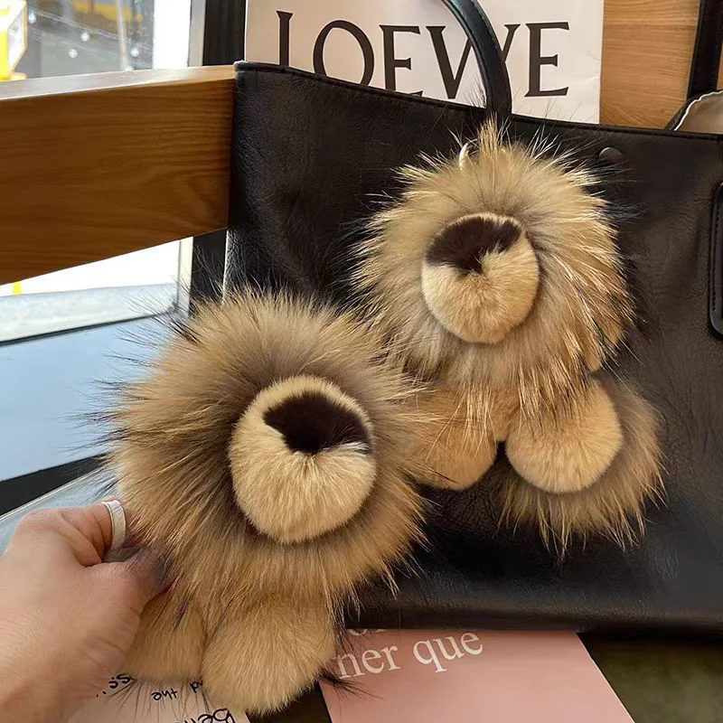 سلسلة مفاتيح على شكل أسد قطيفة لحقيبة ظهر السيارة، حقيبة ظهر لطيفة من الفرو الصناعي على شكل حيوان، إكسسوار محفظة عصرية، ديكور سيارة جرلي، هدية ناعمة