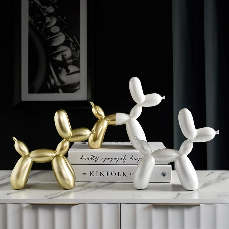 Golden Border Balloon Dog Small Animal Statue Sculpture Art Electroplating Small Anti Slip Decoration for Life Party Decoration