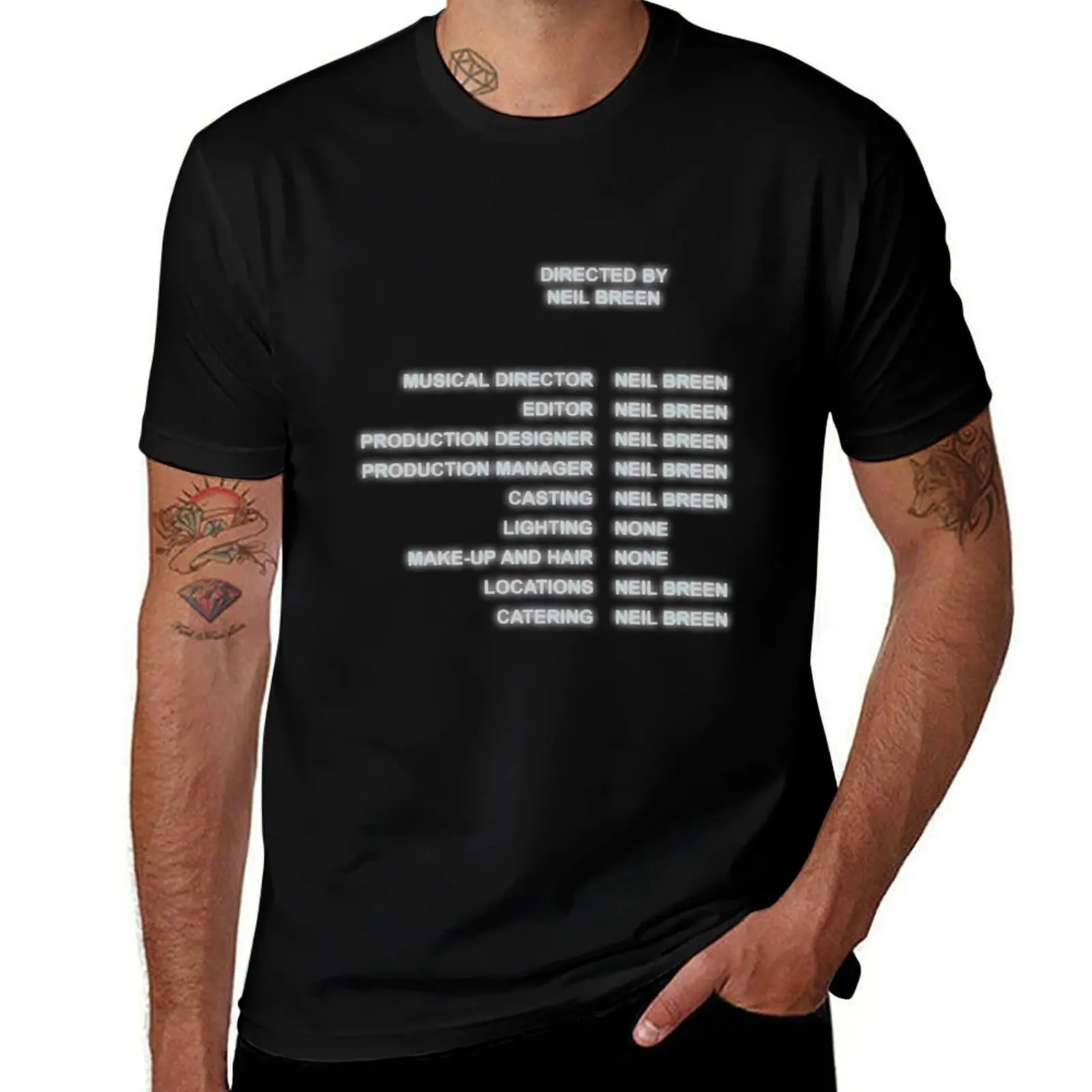 Neil Breen Credits T-Shirt Simple Solid Color Crew Neck Tee