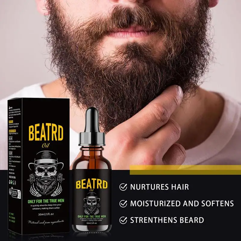 Beard Oil Enhance Mustache Nourishing Smooth Longer Thicker Regrowth Shine Strengthens Moisturizing Beard Growth Oil for Men