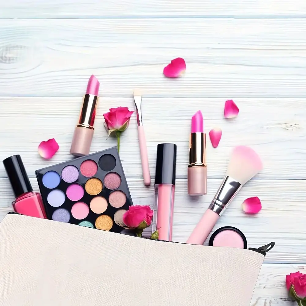 

Portable Soft Travel Makeup Bags Printing Canvas Charger Storage Bag Large Capacity Multifunctional Lipstick Bag Home