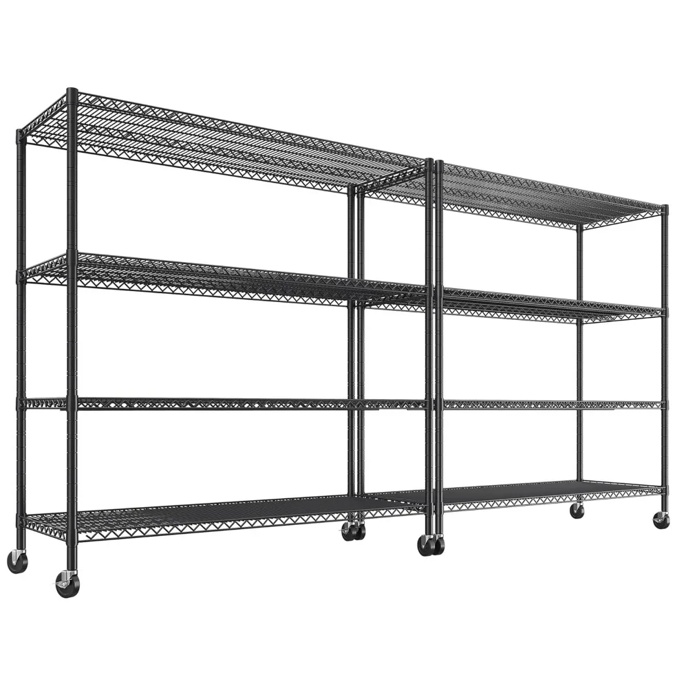 

55.5''W Storage Shelves 2500LBS Wire Shelving Rack with Wheels 75.6" H Heavy Duty Shelving Unit Adjustable Metal Shelves