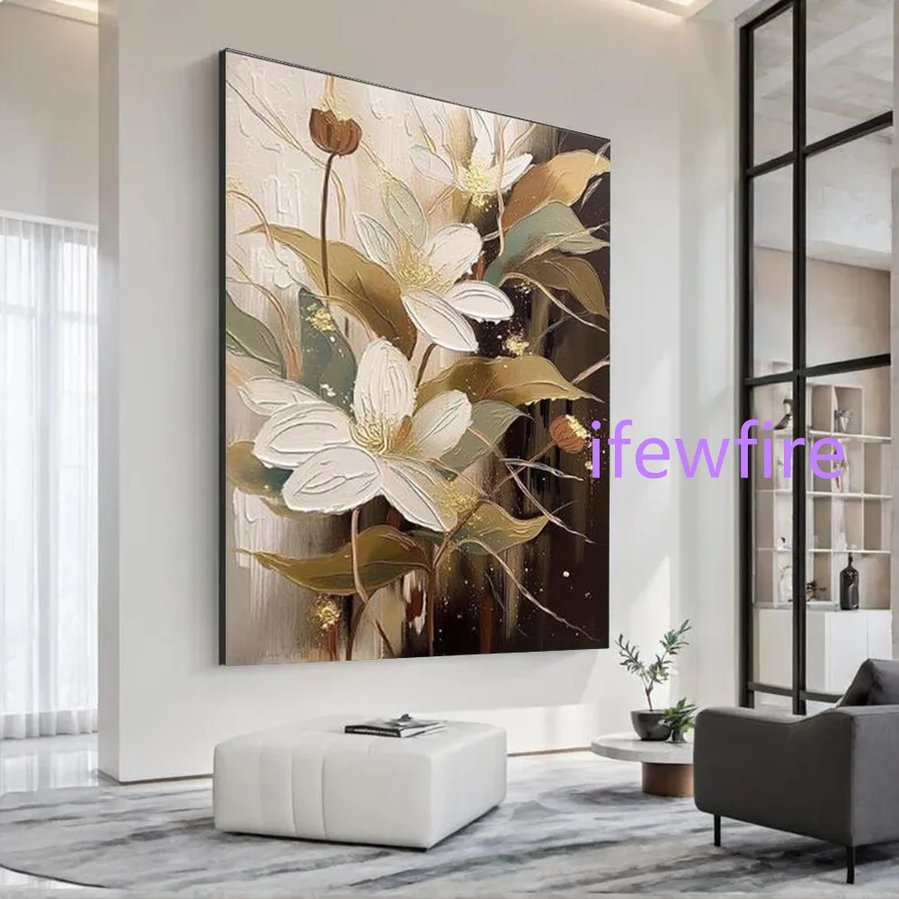 Modern Abstract Oil Painting on Canvas Flower Mural 100% Handmade Wall Art Picture for Living Room Home Decor Image Artwork Gift