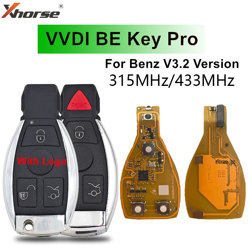 3/4 Buttons Xhorse VVDI BE Key Pro For Mercedes Benz V3.2 PCB Remote Key Chip Improved Version Smart 315MHz/433MHz