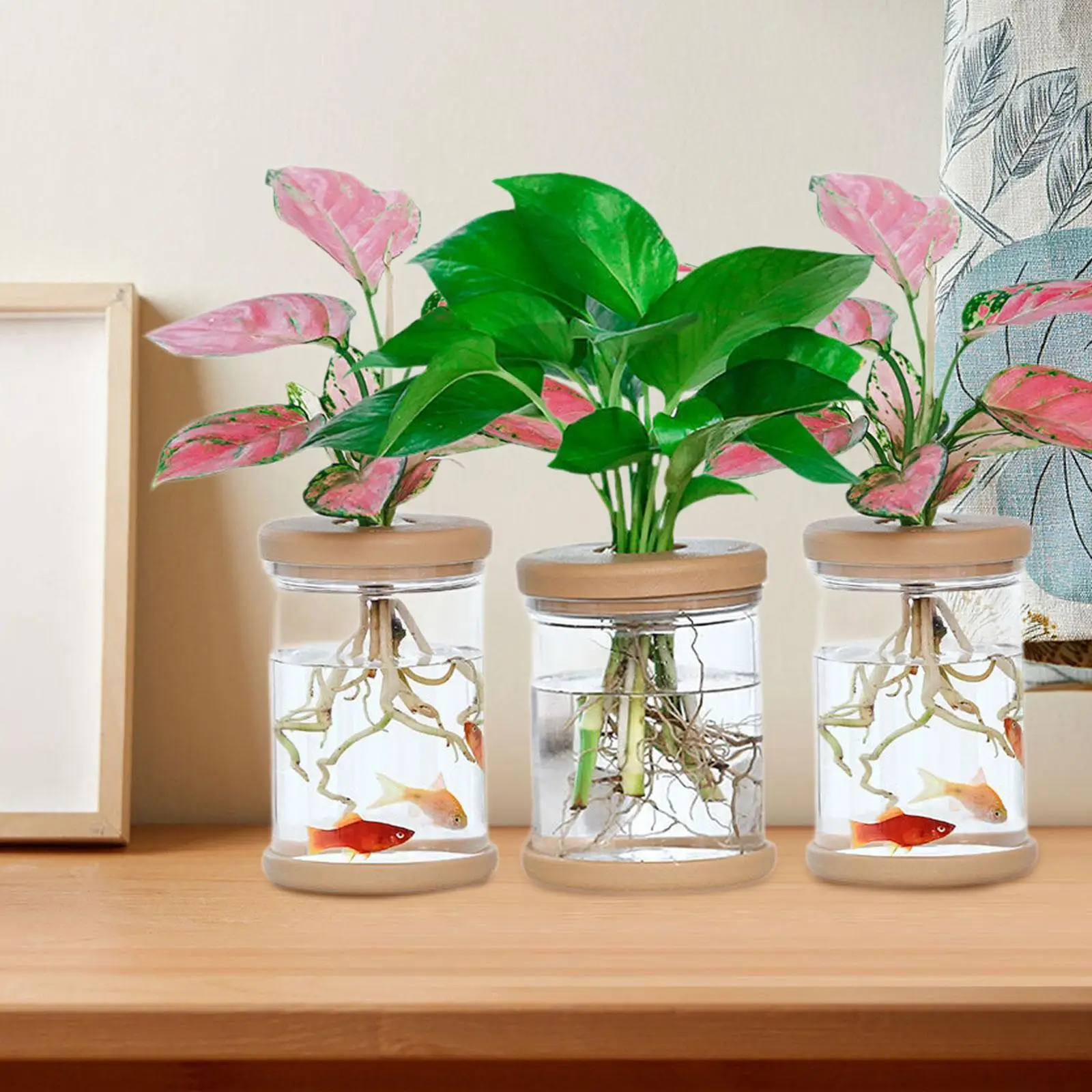 3Pcs Hydroponics Flower Vases Decorative Vases for Farmhouse Balcony Cabinet