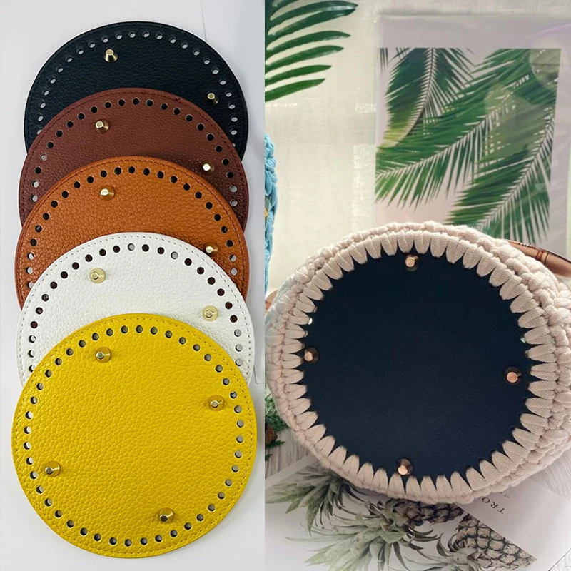 Oval Round Bottom for Knitted Bag Leather Hand-woven Bag Base Bag Part Accessories DIY Crochet Handcraft Bag Bottom with Holes