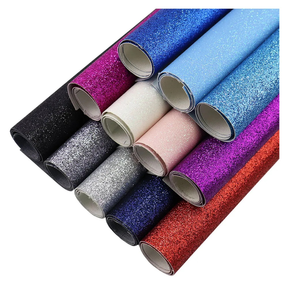 Plain Color Solid Fine Glitter Fabric Leather For DIY Box Bag Bows Earring Wallpaper HD078