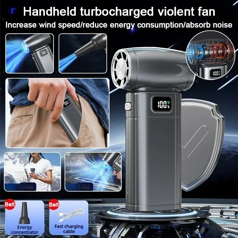 

1PCHot selling handheld high-speed turbo dust blowing mini portable USB violent turbo fan outdoor dust blowing desktop small fan