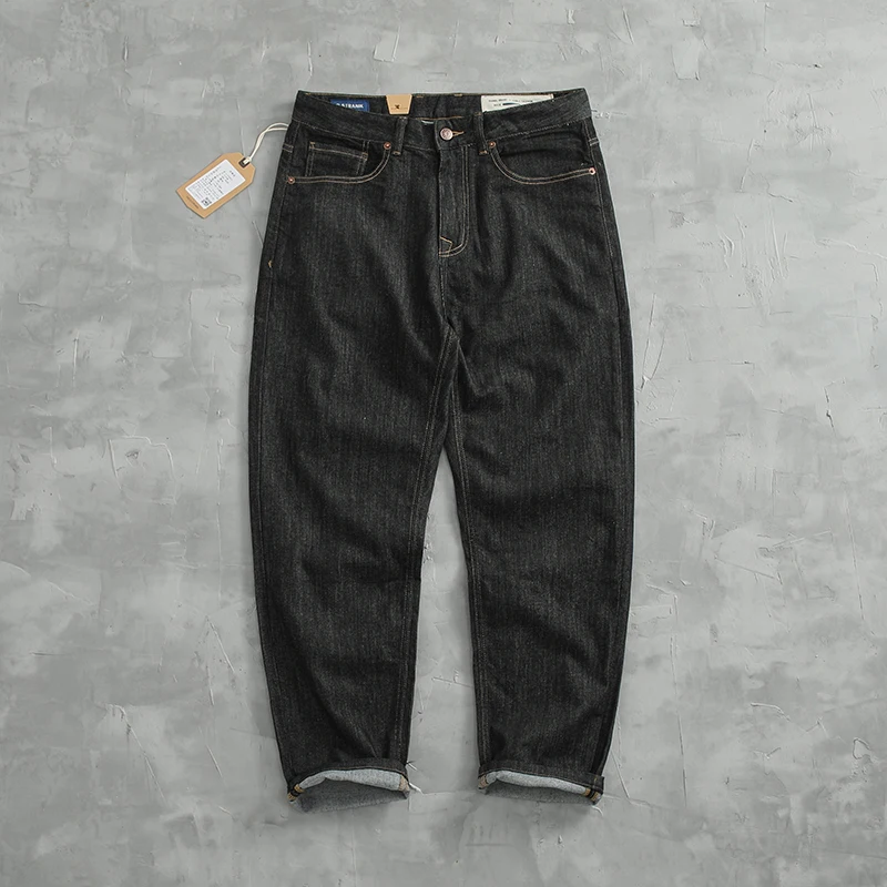 Calça jeans fina e elástica masculina, gravata escura, tendência toda simples, cone reto, cores misturadas, verão