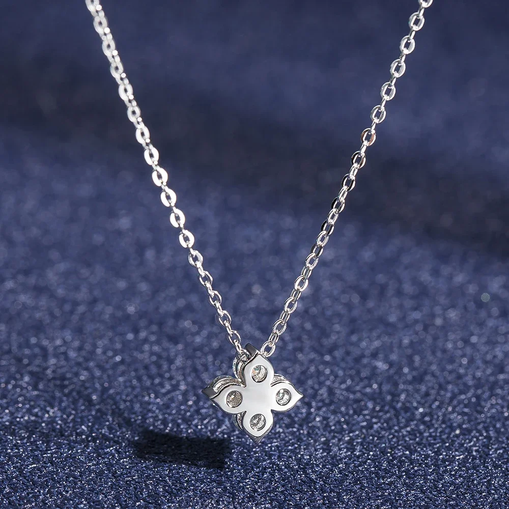 Lucky clove Moissanite Pendant Earrings S925 Sterling Silver Plated 18K Gold 0.4Cttw 4-Stone Diamond Necklace For Women Jewelry