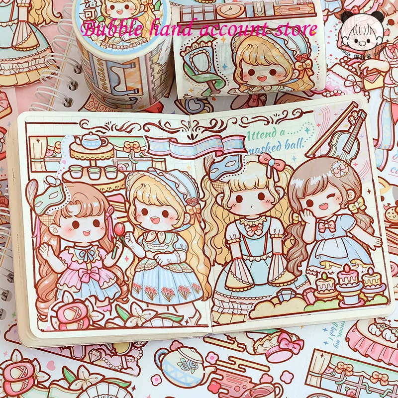 Tirado Coco Handnet Tape Cute Girl Heart Special Oil Sticker Decoration Full Roll 3M