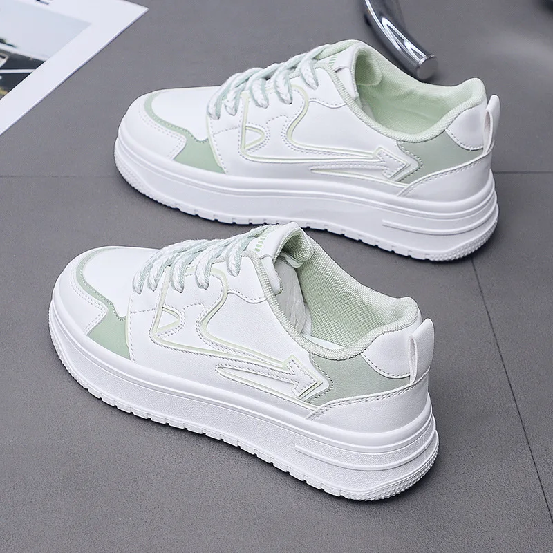 Little White Shoes Female 2023 Spring New Leisure Comfortable Flat Bottom Leather Breathable Student Board Shoes Dad Shoes