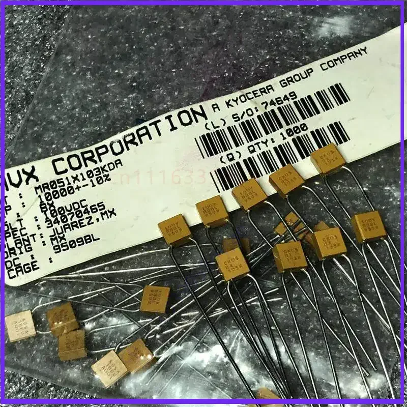 50pcs  Ceramic Capacitor for High Frequency, AVX 0.01UF 100V 103J Copper Lead High Temp