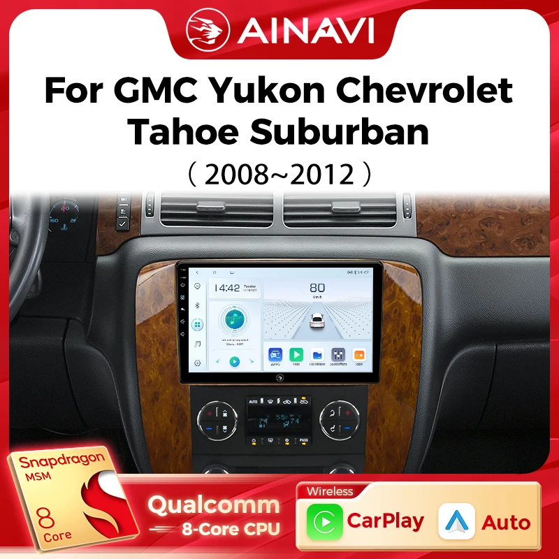 Ainavi Car Multimedia Player For GMC Yukon Chevrolet Tahoe Suburban 2008 2009 2010 2012 wireless Carplay Android Auto 4G Wifi