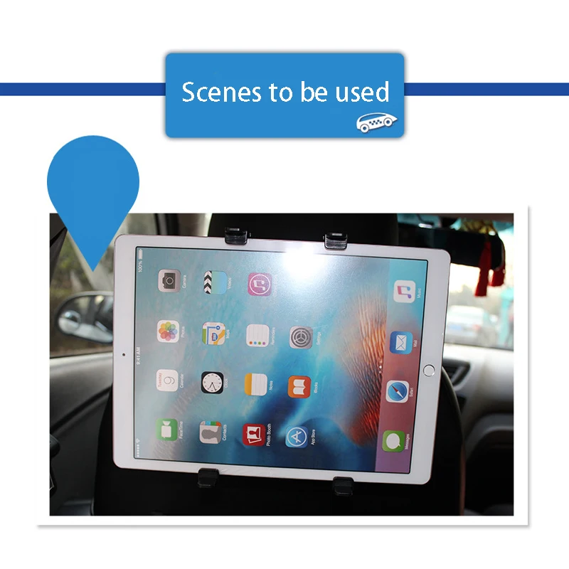 Soporte Ajustable para Tablet en Reposacabezas de Coche, Rotación de 360°, Antivibración, para iPad y Teléfono de 4.7-12.9 Pulgadas, Accesorio para Viajes por Carretera para Niños