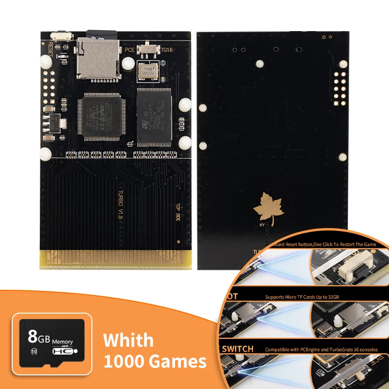 

Игровая карта PCE 1000 в 1, флэш-накопитель, карта памяти, магазин NTSC/Pal, игровые файлы для игровых консолей PC-Engine Turbo GrafX с картой 8G