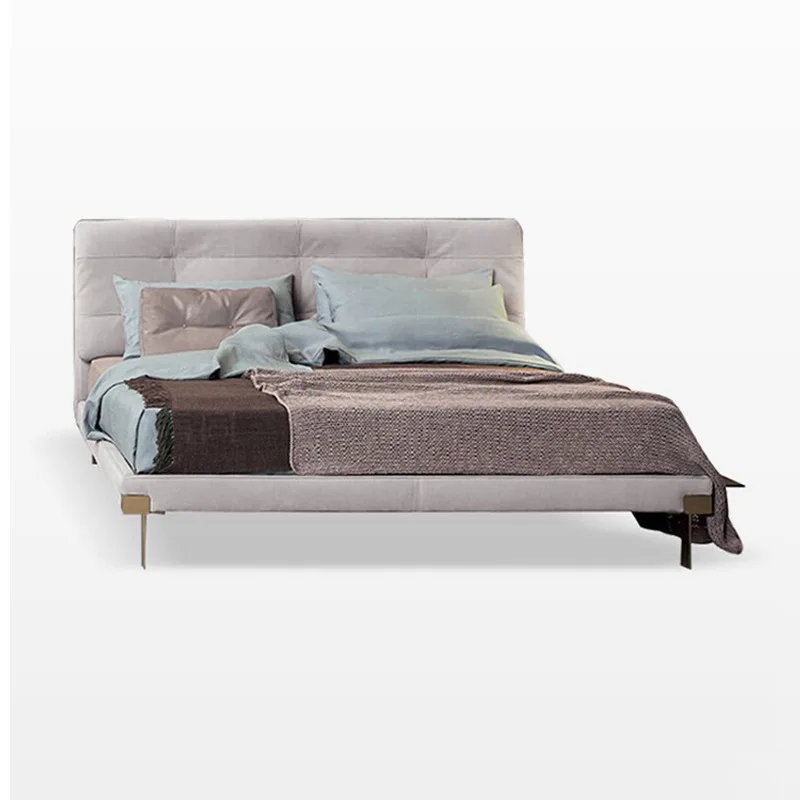 Haute couture series/Italian imported matte leather leather bed Italian minimalist light luxury bed