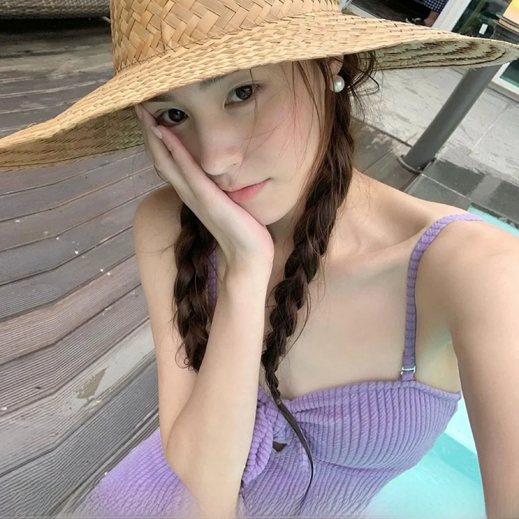 

Ins Korean Sle Knot ter Ne Piece Swimsuit Women's Summer Slimming Hot Spring Swimwear Casual Swimwear