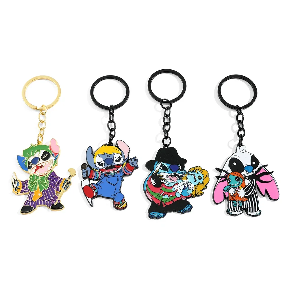 Disney Stitch Creative Enamel Pendant Keychain Funny Stitch Cos Jack Chucky Joker Keychain for Women Men Fans