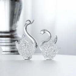 1pcs Crystal Swan Figurine Glass Blaze Animal Ornaments Home Desk Decoration Miniature Creative Gift Feng Shui Crafts