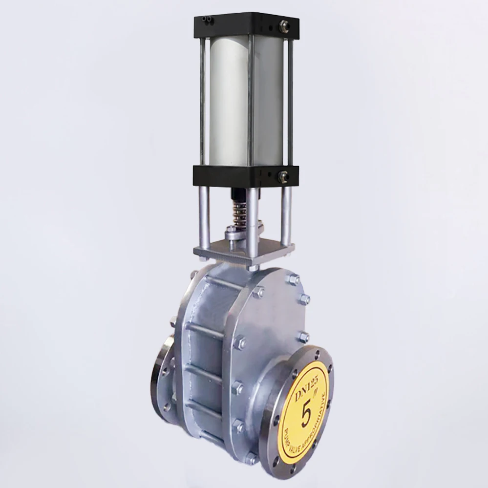 PN10 3 Inch Pneumatic Ceramic Gate Valve WCB SS304 Pneumatic Cylinder Air Control Double Disc Parallel  Flange Gate Valve