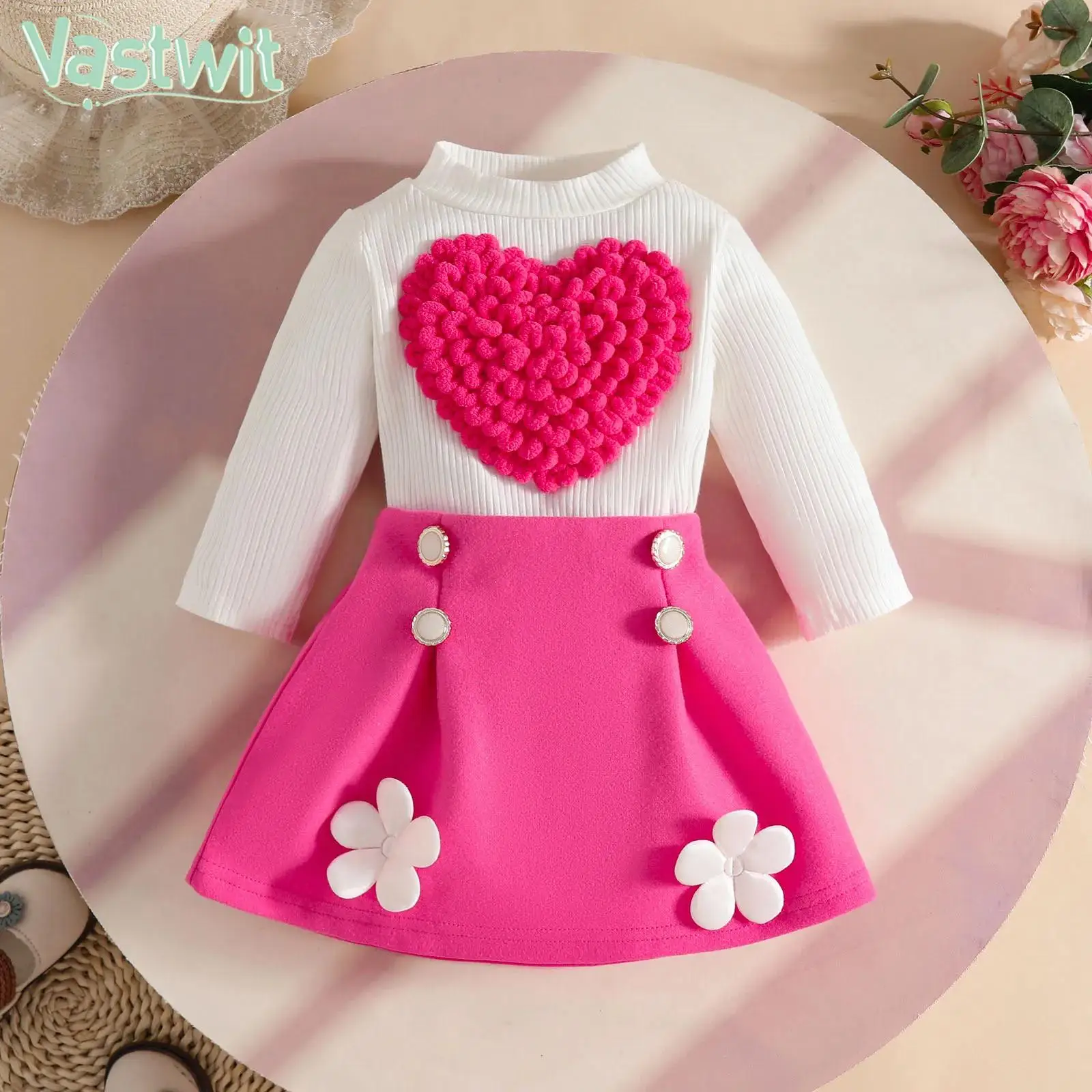

Baby Toddler Girls Spring Autumn Christmas Birthday Party Outfit Long Sleeve Sweet Cute Pullover Tops with Skirt Or Flare Pants