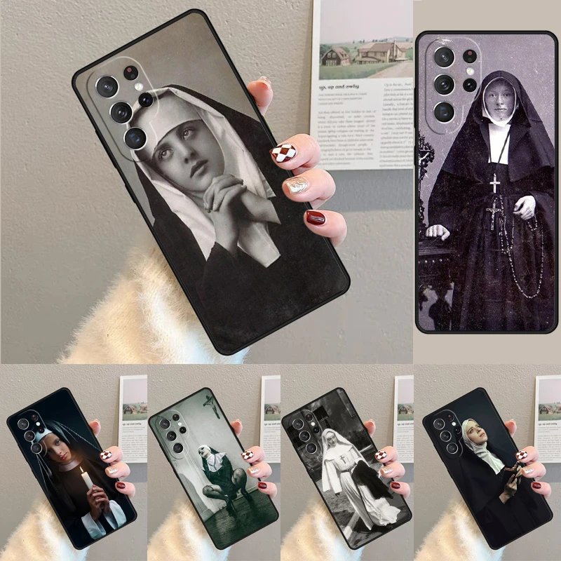 Cover For Samsung Galaxy S24 Ultra S21 S22 S8 S9 S10E Note 10 20 Plus FE S23 Jesus Nun Sister Phone case Coque