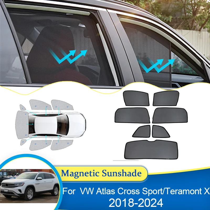 For Volkswagen VW Atlas Cross Sport Teramont X 2020 2021 2022 2023 2024 Curtains Privacy Shading Sunshade Visor Auto Accessories