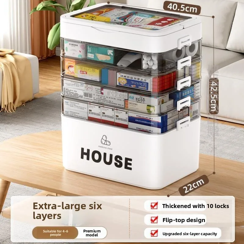 

Большая многослойная аптечка для дома, органайзер для хранения лекарств из прочного пластика