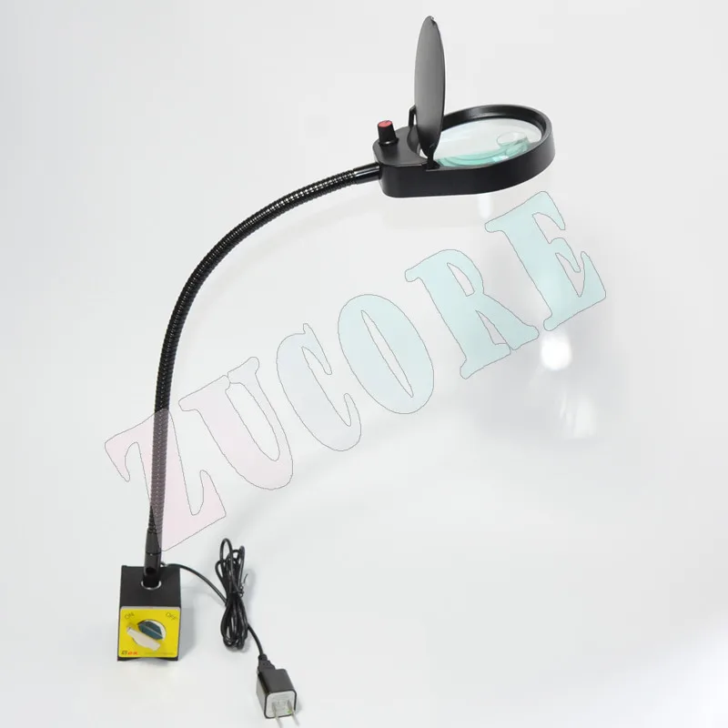 PDOK mother and child lenses 10 times 3 times maintenance magnifying glass with light, magnetic seat metal hose magnifying