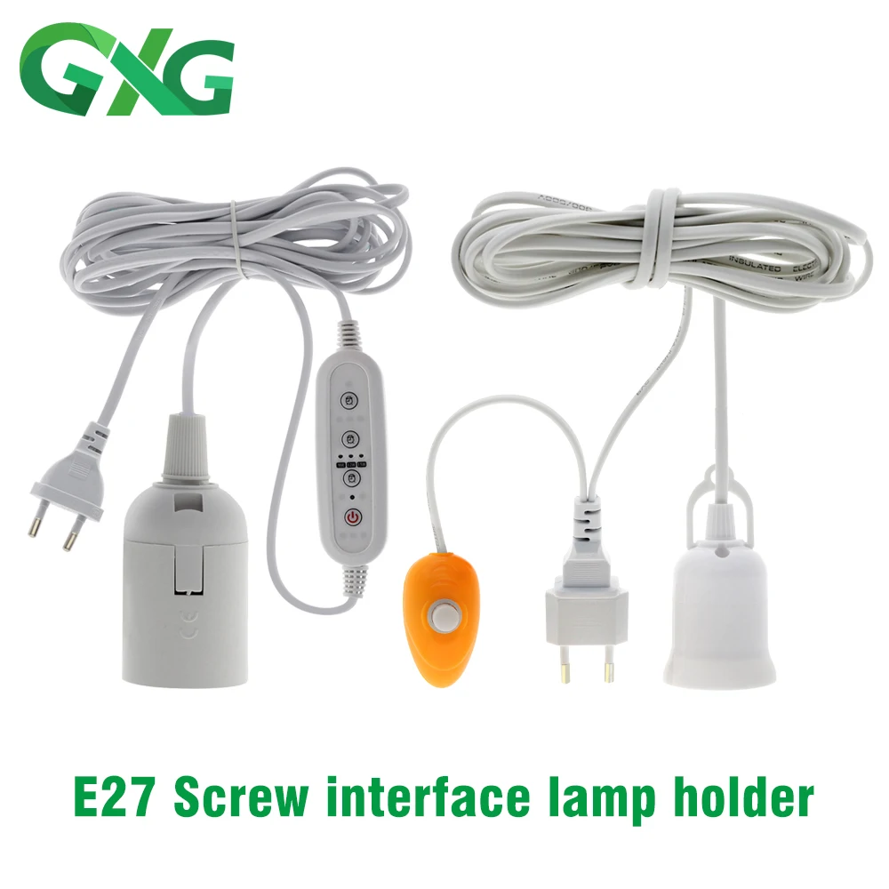 E27 Lampen sockel für LED-Wachstums birne mit 2m 4m 5m Netz kabel knopf/Timing-Schalter wachsen Licht zubehör AC100-250V 50/60hz 6a