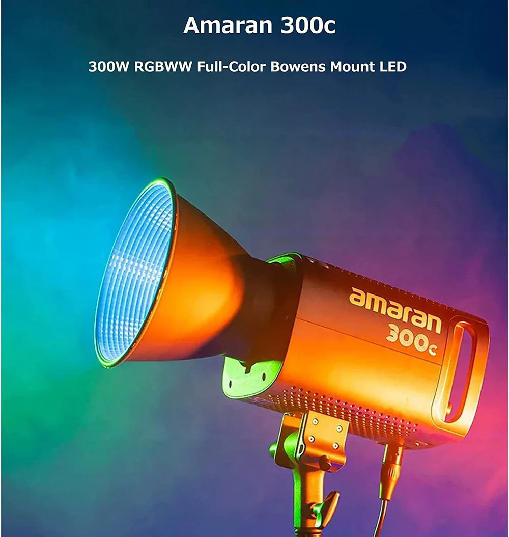 Aputure Amaran 300C RGB Full Color LED Video Light,300W Bi-Color 2500K-7500K Bowens Mount Continuous Light Bluetooth App Control