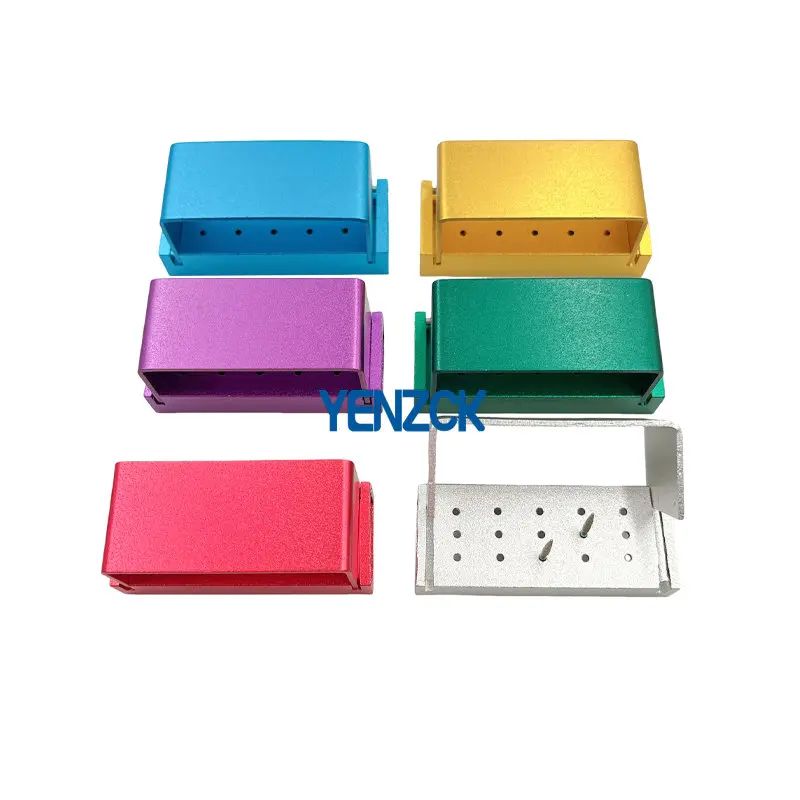 Dental 15 Holes High and Low Speed Handpiece Bur Holder Aluminium Drills Block Disinfection Box