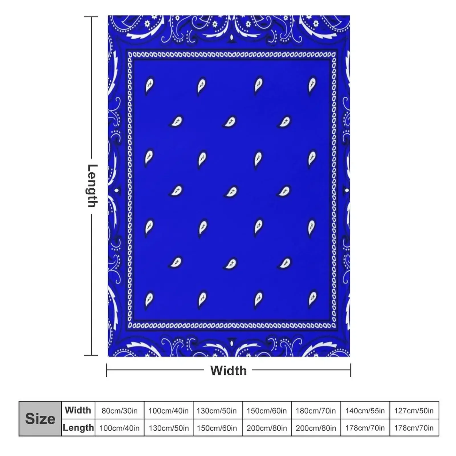 Royal Blue Paisley Bandanas Throw Blanket couch cozy soft plush fuzzy picnic outdoor blanket