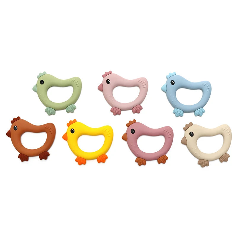 Hot Sell Little Chick Baby Teether Cartoon Chicken Shape Silicone Teether Pacifier Clip Baby Toy Teething Gum