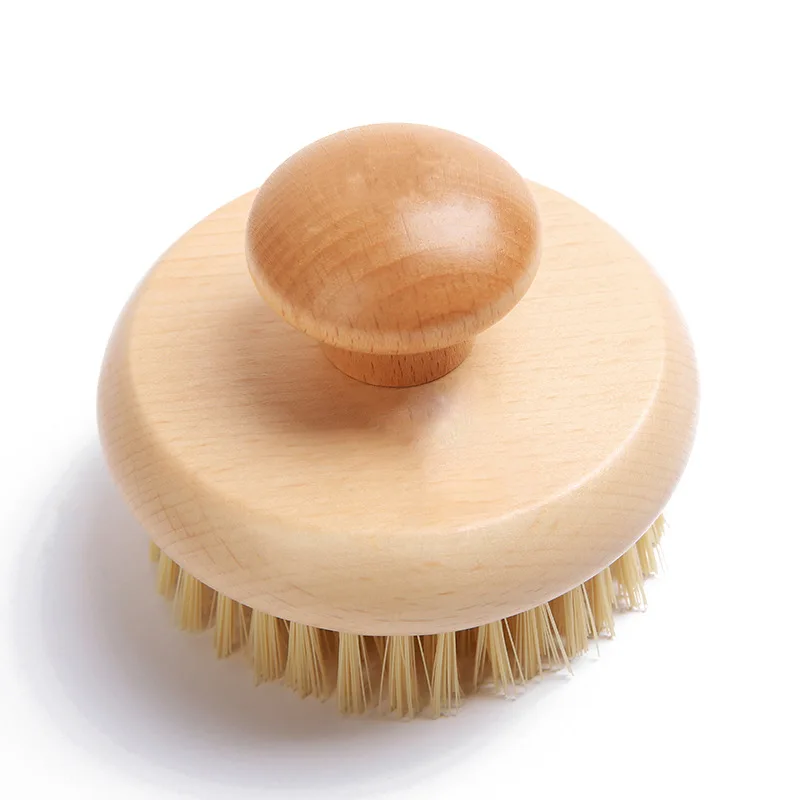 Natural Bristle Bath Brush Soft Hair Bath Brush Bathroom Body Brushes Mud Back Scrubber Shower Massage Brush