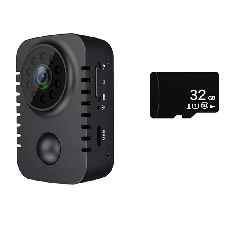 HD Mini Körper Kamera 1080P Sicherheit Tasche Nachtsicht Cam Für Auto Standby PIR Video Recorder Mit 32G TF Karte