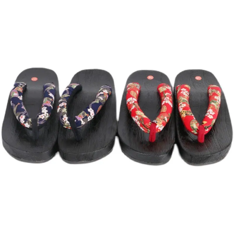 和風忍者下駄下駄サムライサンダル木製スリッパ男性女性コスプレ靴夏フラットフリップフロップ