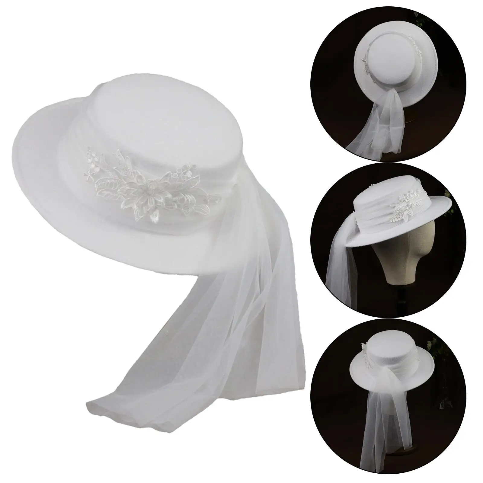 Bride’S Hat, Elegant Bridal Favor Headwear Western Style Bridal Dress Caps for Beach Party Performances Parties Girls Women