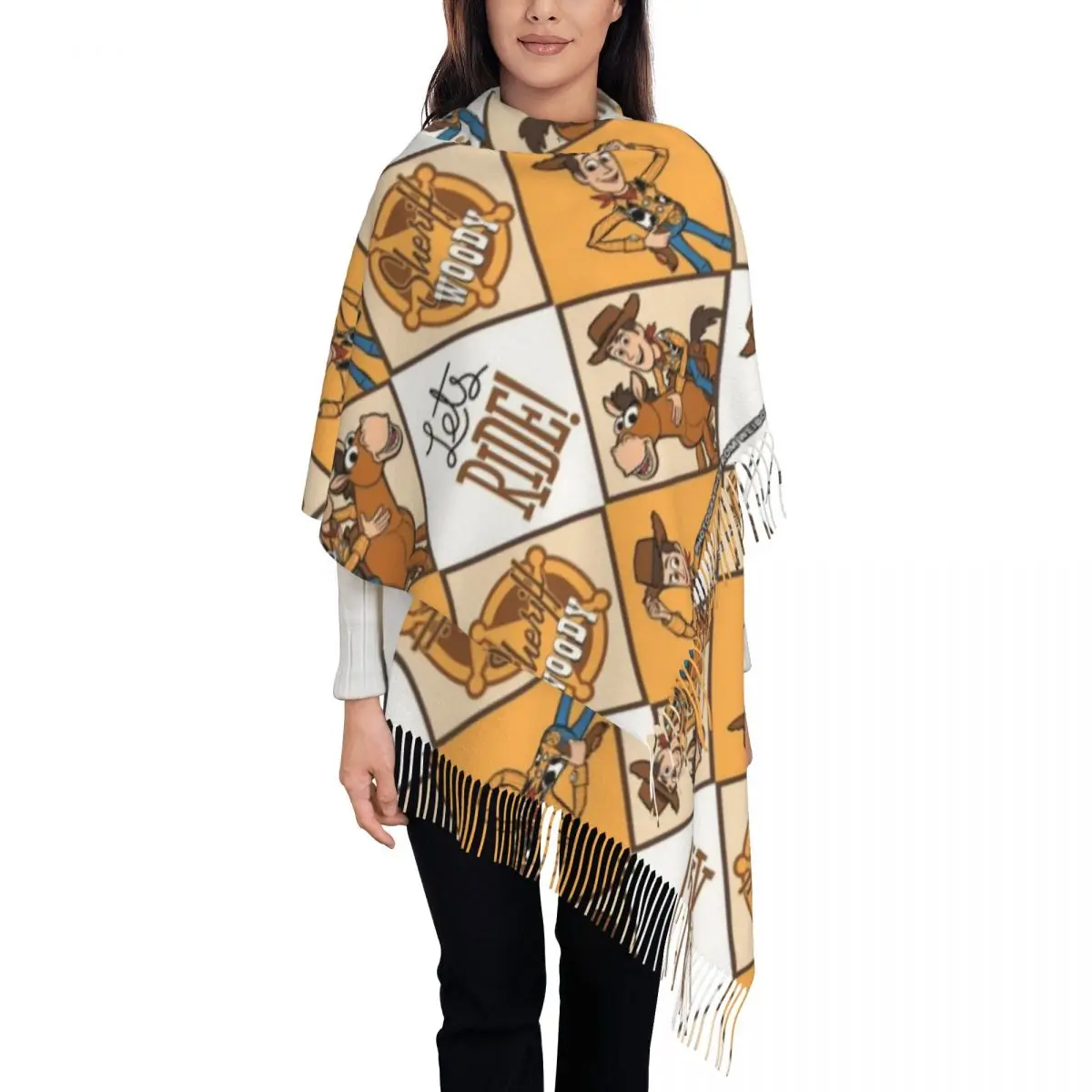 

Женский шарф с кисточками из мультфильма «История игрушек», мягкая шаль, женские зимние шарфы