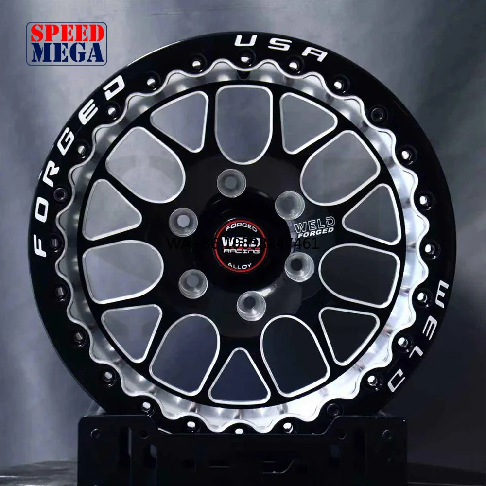 

for 17x10 18x10 Custom Drag Wheels 17 18 Inch for Ford F-150 6x135 5x135 Polished/Gloss Black Milled Forged Beadlocks