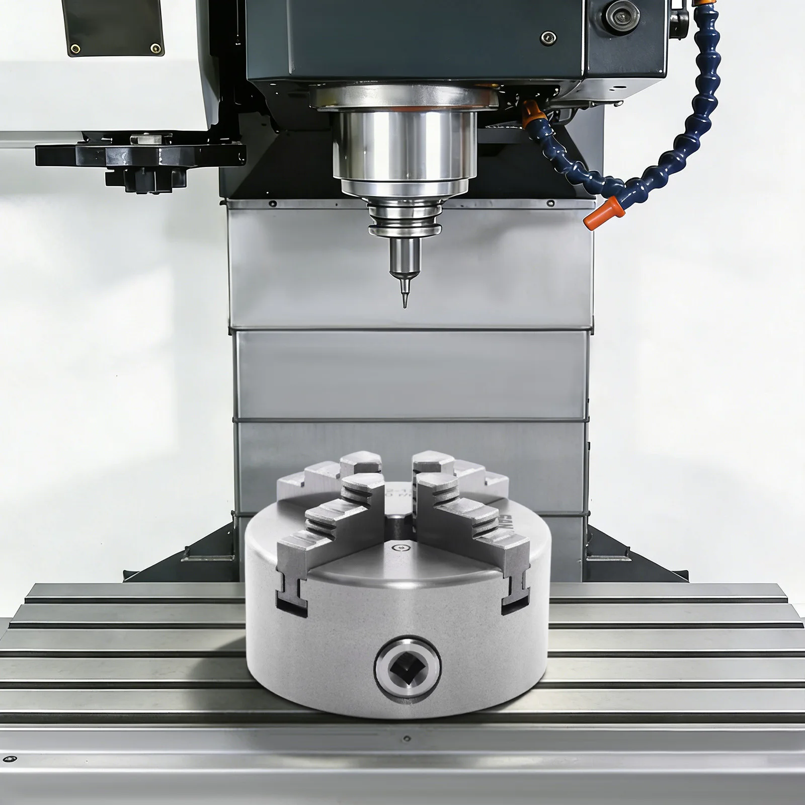 Mandrin de tour à 4 mors auto-centrant de 125 mm, en acier, avec mors intérieurs et extérieurs, clé de serrage pour tour CNC, fraiseuse et perceuse.